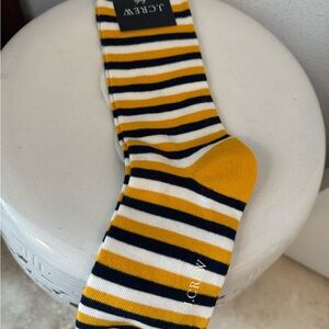 J. Crew Men's Casual Striped Socks - Mustard, Navy, and White